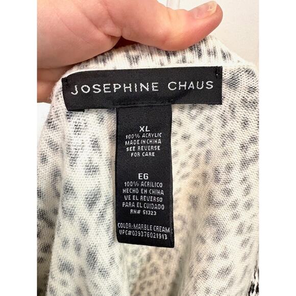 Josephine Chaus Leopard Print Sweater Women's XL Ultra Soft V-Neck White Black - Picture 6 of 11